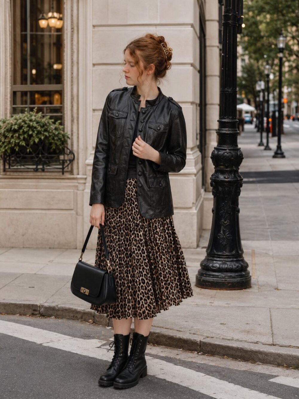 Twiggy London Genuine Leather Button Down Jacket